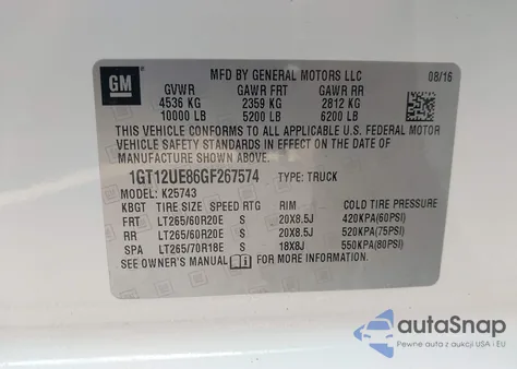 2016 GMC Sierra 2500Hd Denali from USA, damaged, VIN 1GT12UE86GF267574